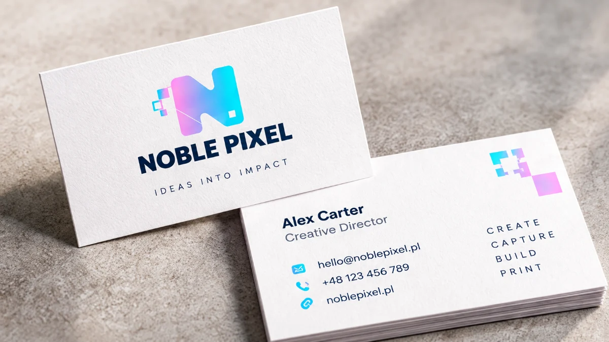 Spokojny, papierowy mockup wizytówek Noble Pixel